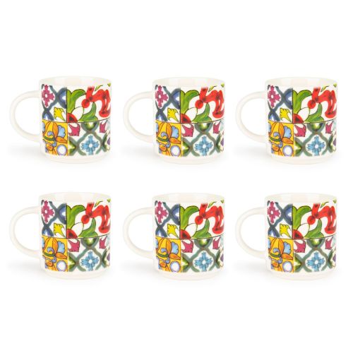 Set 6 tazzine, multicolore, porcellana, 100 ml