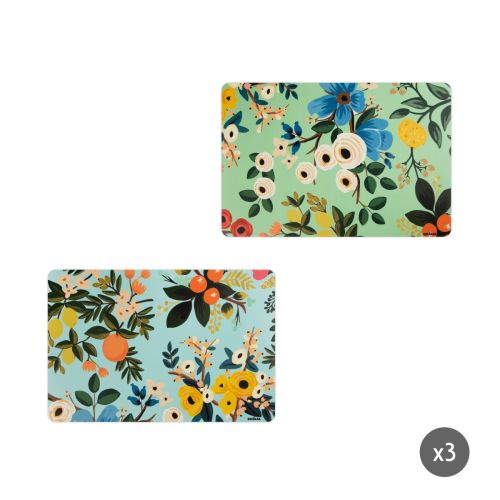 6 tovagliette, rettangolari, fantasia floreale, multicolore
