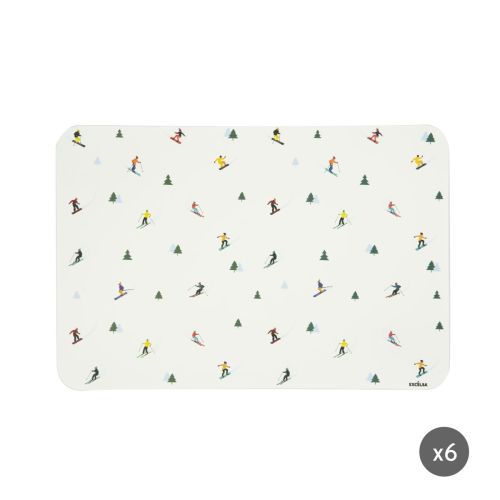 6 tovagliette, rettangolari, sport invernali, multicolore