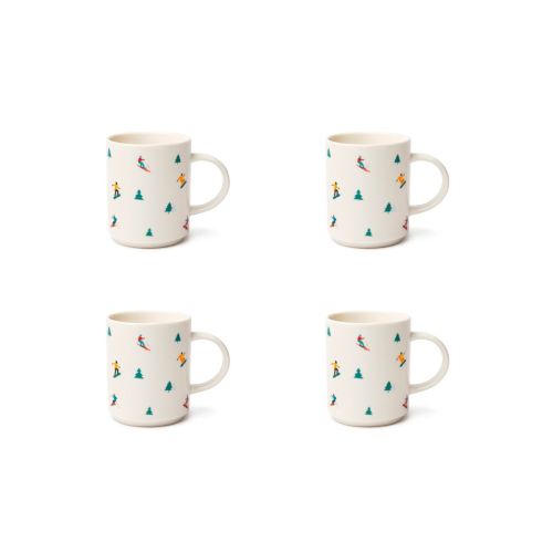 Tazze stile mug, 4 pezzi, sport invernali, impilabili