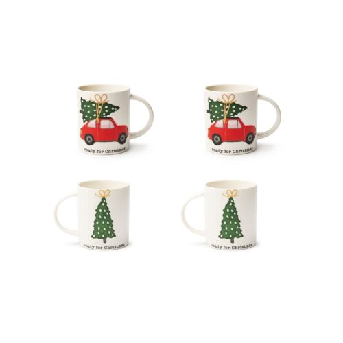 Tazze tipo mug, 4 pezzi, natalizie, porcellana
