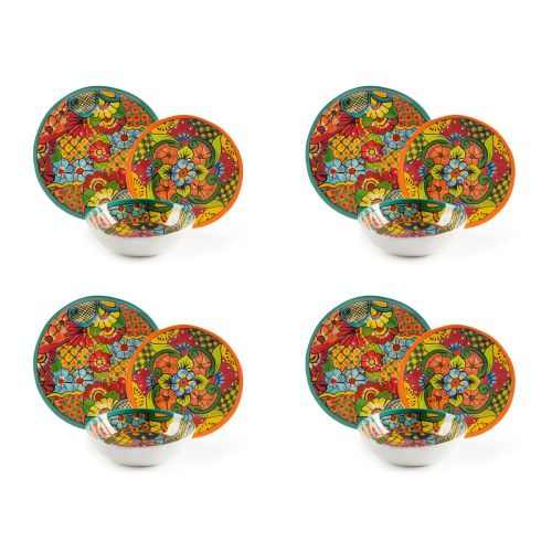 Servizio piatti, multicolore, melamina, 12 pezzi