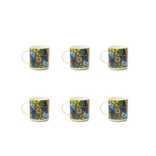 Set 6 tazzine, multicolore, porcellana, 100 ml