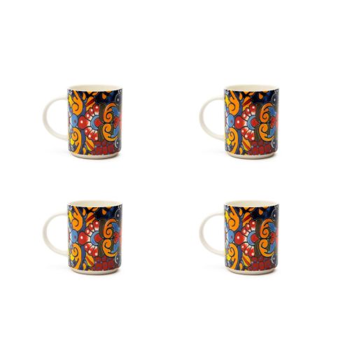 Tazze tipo mug, 4 pezzi, multicolore, porcellana, 300 ml