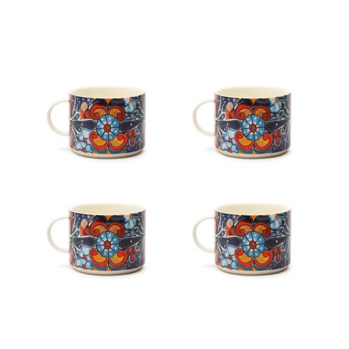 Tazze tipo jumbo, 4 pezzi, multicolore, porcellana, 500 ml