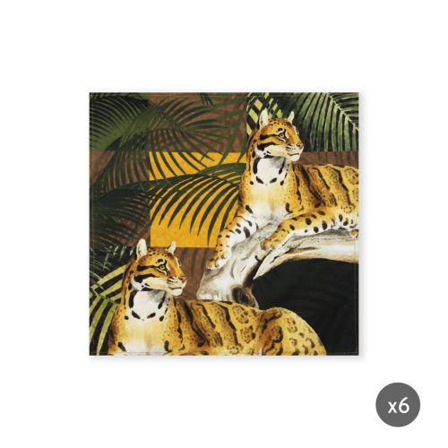 Tovaglioli in stoffa, 6 pezzi, leopardi, 40x40 cm