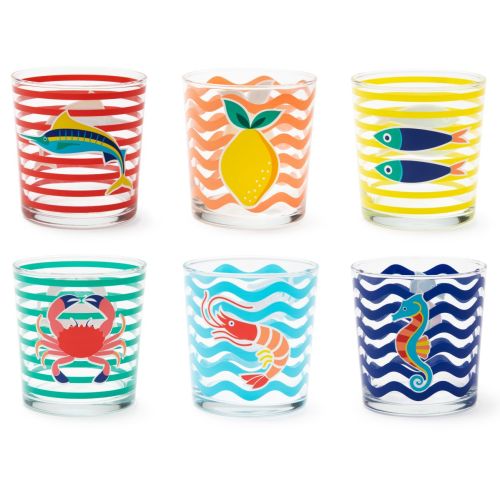 Bicchieri acqua, 6 pezzi, stile marinaro