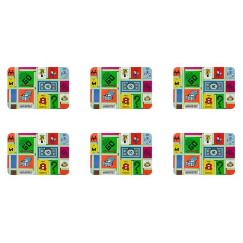 6 tovagliette, rettangolari, monopoly, multicolore