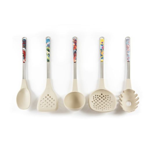 Utensili da cucina, 5 pezzi, acciaio, nylon