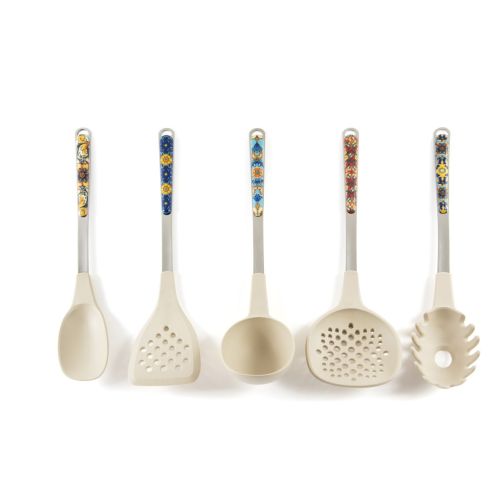 Utensili da cucina, 5 pezzi, acciaio, nylon