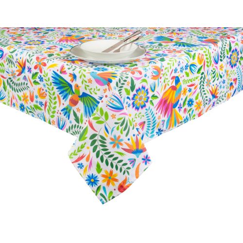 Tovaglia, fantasia fiori messicani, 100% cotone, 140x240 cm