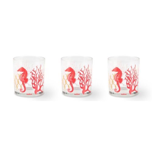Bicchieri acqua, 3 pezzi, conchiglie e coralli
