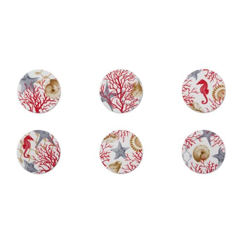 Sottobicchieri, 6 pezzi, ceramica, conchiglie e coralli