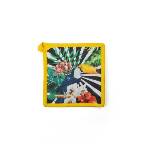 Presina, con tucano, stile tropicale, 20x20 cm