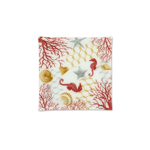 Piatto vassoio, conchiglie e coralli, 30x30 cm, vetro