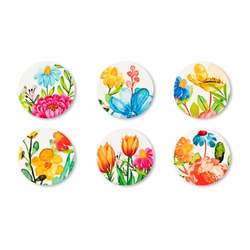 Sottobicchieri, 6 pezzi, ceramica, fiori