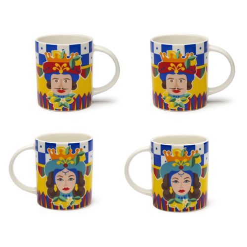 Tazze tipo mug, 4 pezzi, multicolore, porcellana, 300 ml