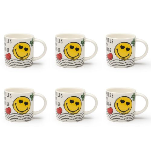 Set 6 tazzine, smiley, porcellana, 100 ml