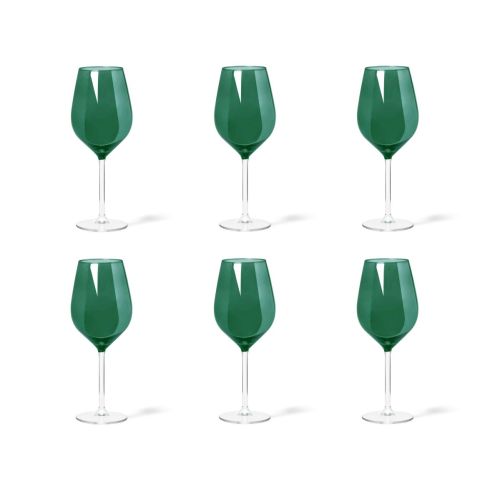 Calici vino, 6 pezzi, vetro, verde