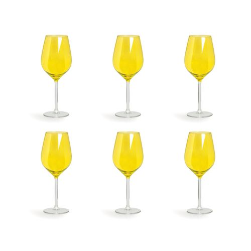 Calici vino, 6 pezzi, vetro, giallo