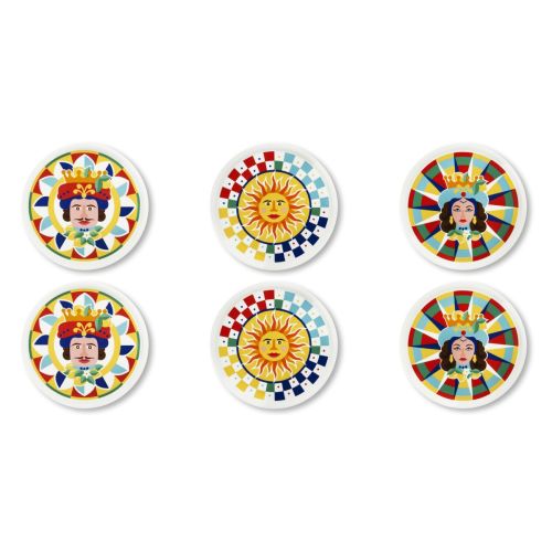 Piatti pizza, 6 pezzi, porcellana, stile siciliano, 31 cm