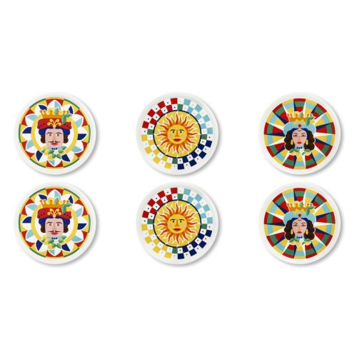 Piatti pizza, 6 pezzi, porcellana, stile siciliano, 31 cm