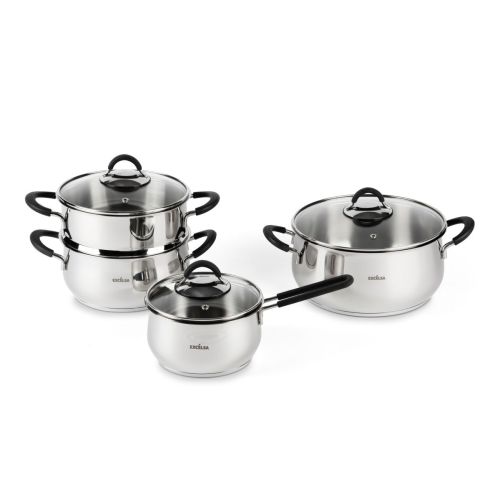 Set di pentole, 7 pezzi, acciaio inox