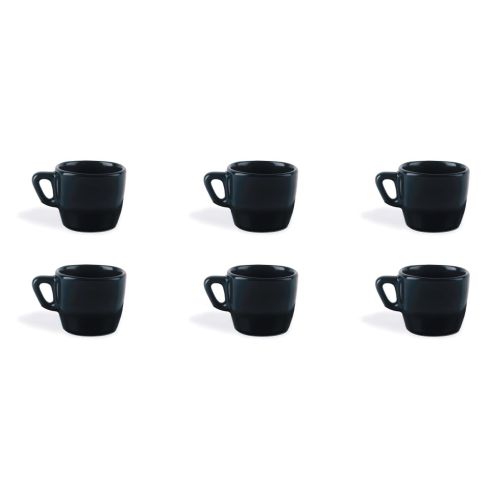 Set 6 tazzine, nero, ceramica, 70 ml