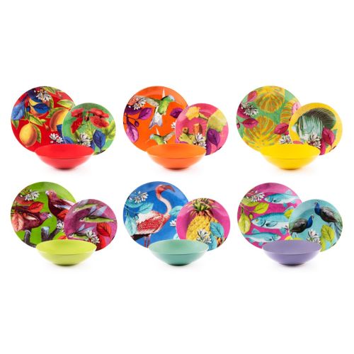 Servizio piatti, multicolore, porcellana/stoneware, 18 pezzi