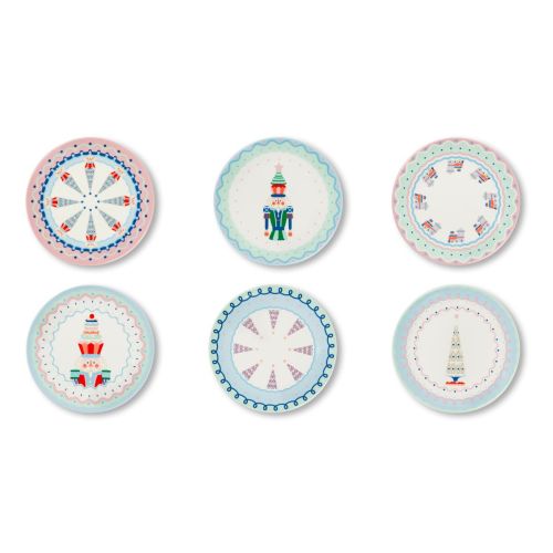 Piattini dessert, 6 pezzi, stile natalizio