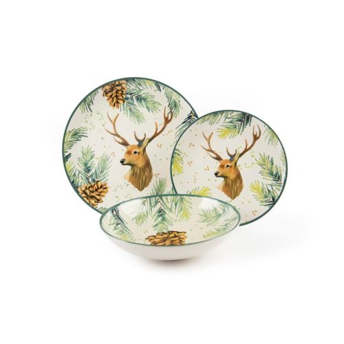 Servizio piatti, 12 pezzi, renne, in ceramica
