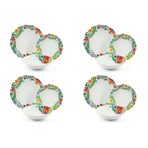 Servizio piatti, decorazioni floreali, porcellana, 12 pezzi