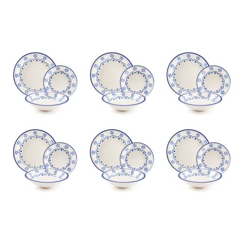 Servizio piatti, stile country chic, ceramica, 18 pezzi