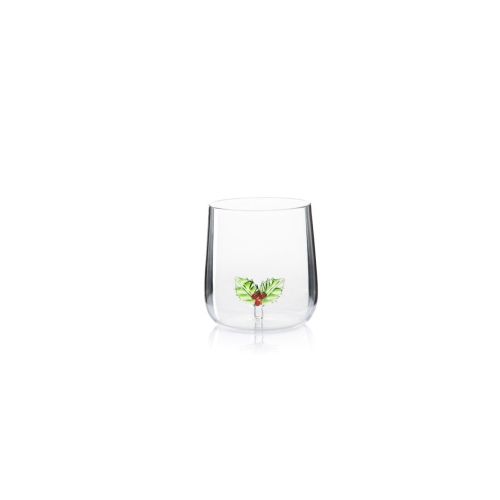 Bicchiere acqua, agrifoglio, natalizio