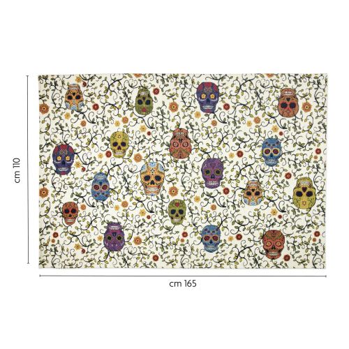 Tappeto arredo, con teschi, multicolore, 165x110 cm