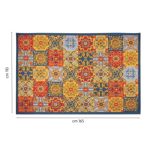 Tappeto arredo, stile mediterraneo, multicolore, 165x110 cm