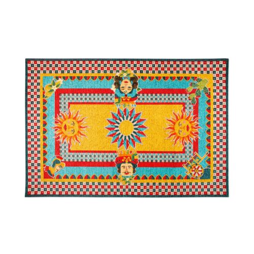 Tappeto arredo, stile siciliano, multicolore, 165x110 cm