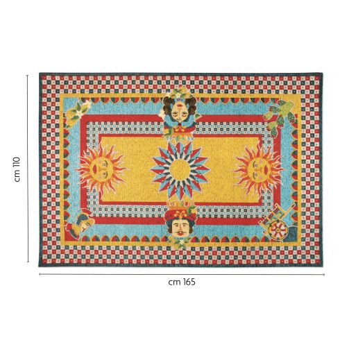 Tappeto arredo, stile siciliano, multicolore, 165x110 cm