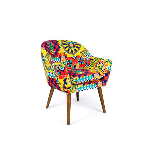 Poltrona, stile siciliano, multicolore