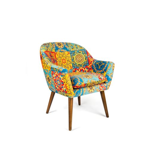Poltrona, stile siciliano, multicolore
