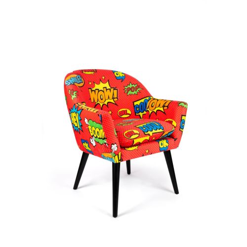 Poltrona, stile fumetto, multicolore