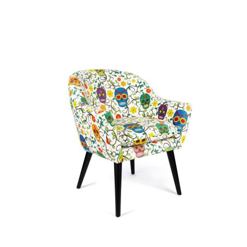 Poltrona, con teschi, multicolore