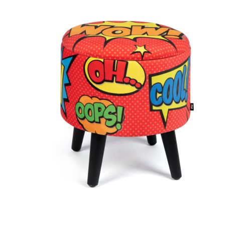 Pouf con contenitore, imbottito, fantasia pop