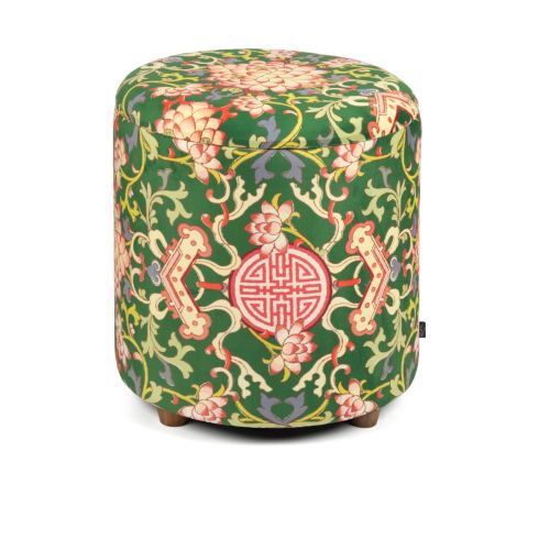 Pouf con contenitore, imbottito, stile cinese, multicolore
