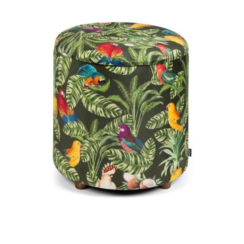 Pouf con contenitore, imbottito, tropicale, multicolore