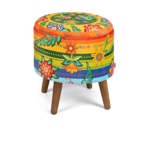 Pouf con contenitore, imbottito, gipsy soul, multicolore