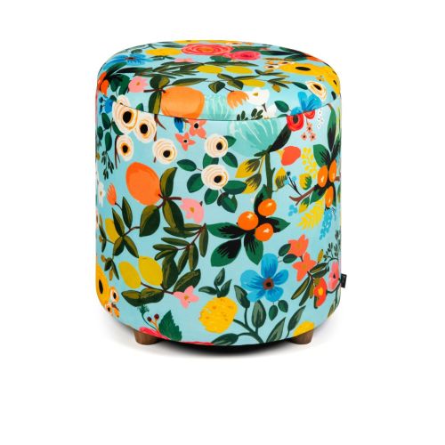 Pouf con contenitore, imbottito, floreale
