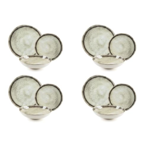 Servizio piatti, effetto artigianale, 12 pezzi, ceramica