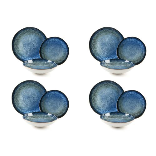 Servizio piatti, effetto artigianale, 12 pezzi, ceramica