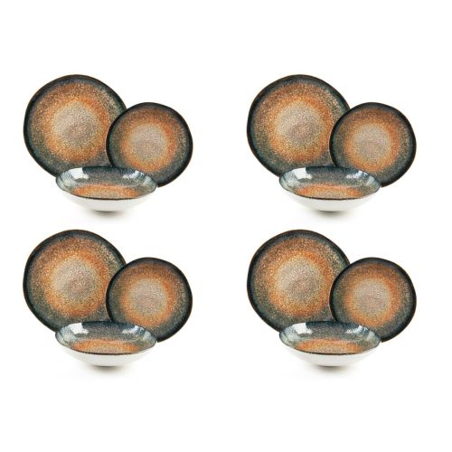 Servizio piatti, effetto artigianale, 12 pezzi, ceramica